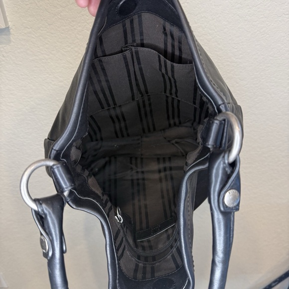 FRYE WOMEN'S MELISSA HOBO HANDBAG, POCKETS Black Missing Crossbody Strap - Picture 7 of 8